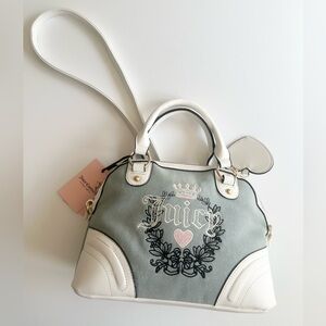 Juicy Couture Denim Heritage Satchel Blue and White Women's Bag Logo NWT $99